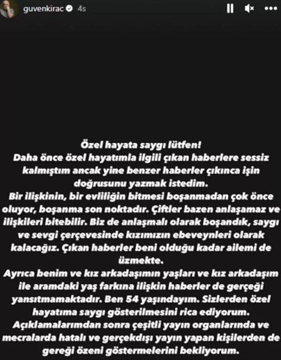 Güven Kıraç'tan flaş açıklama...
